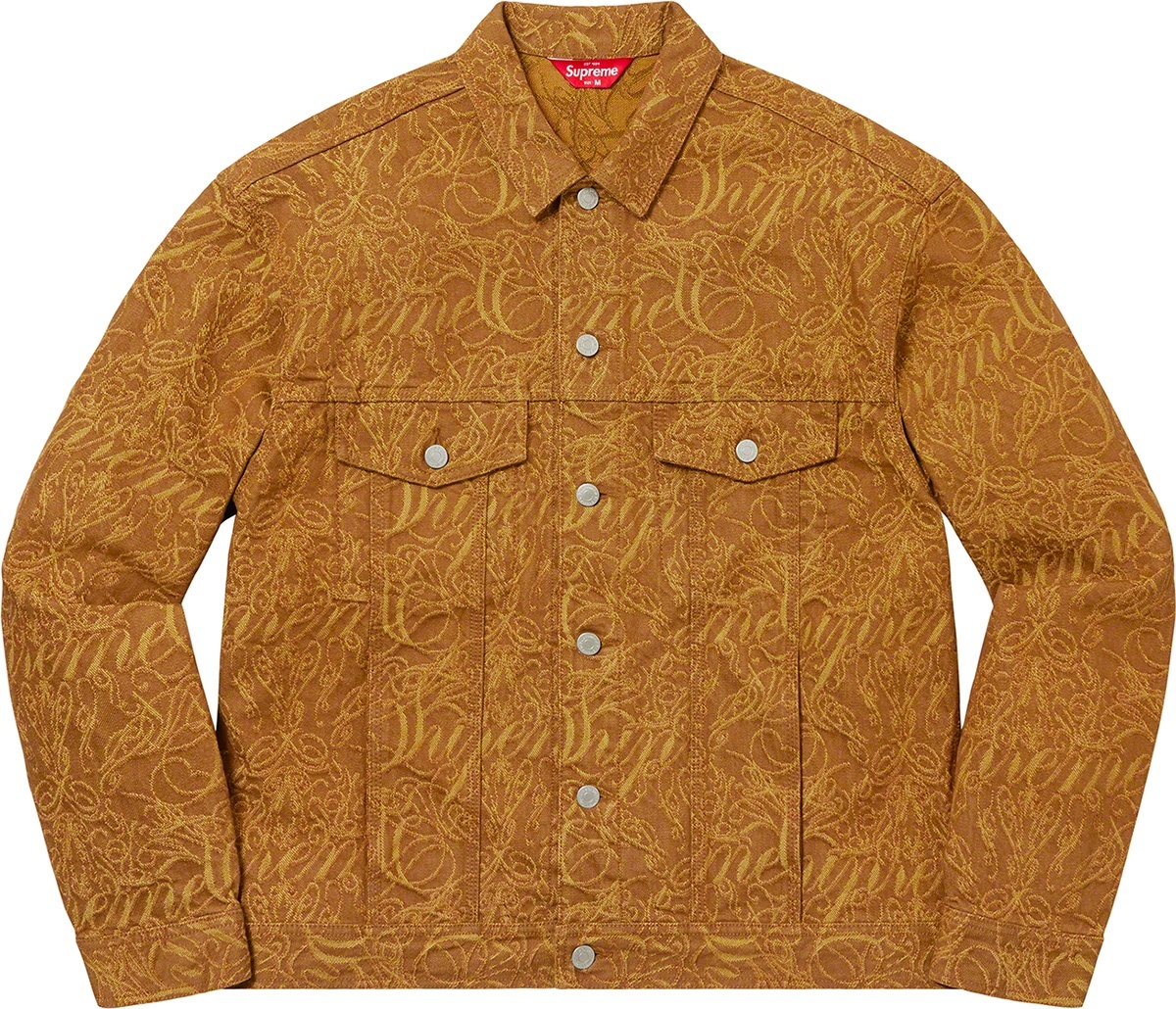 Script Jacquard Denim Trucker Jacket view 9